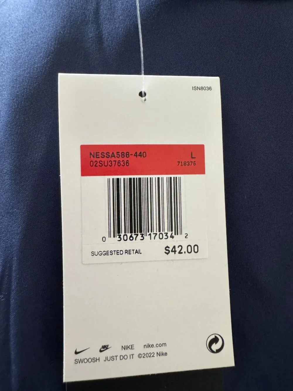 Nike Swim Navy Essential Short Sleeve Hydroguard NESSA586-440 Mens L NEW w/ Tags